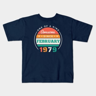 Retro Awesome Since February 1979 Birthday Vintage Bday 1979 Kids T-Shirt